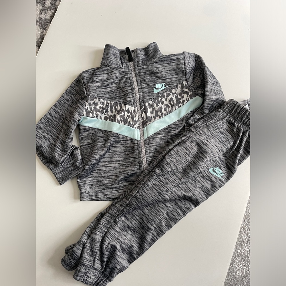 Nike Toddler Track suit gray leopard cheetah 18 month baby girl